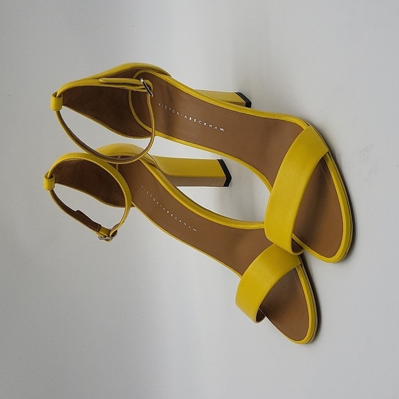 793- Victoria Beckham Yellow Ankle Strap Sandals – Size 38 EU / 7.5 US - Picture 4 of 10